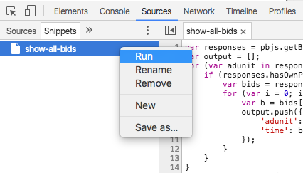 Run a Snippet in Dev Tools