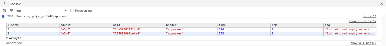 See Snippet Output in Dev Tools