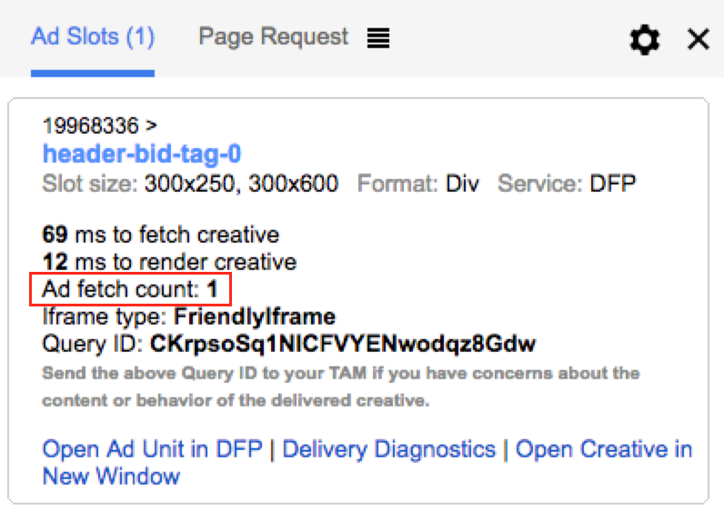 Google Publisher Console Ad fetch count
